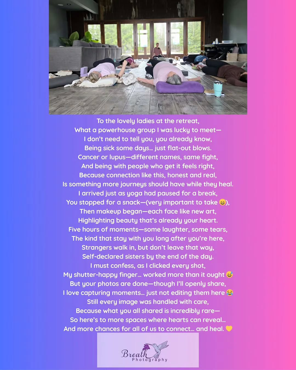 Poem | The Ridge Retreat | Corporate Events | 1 Breath Photography
